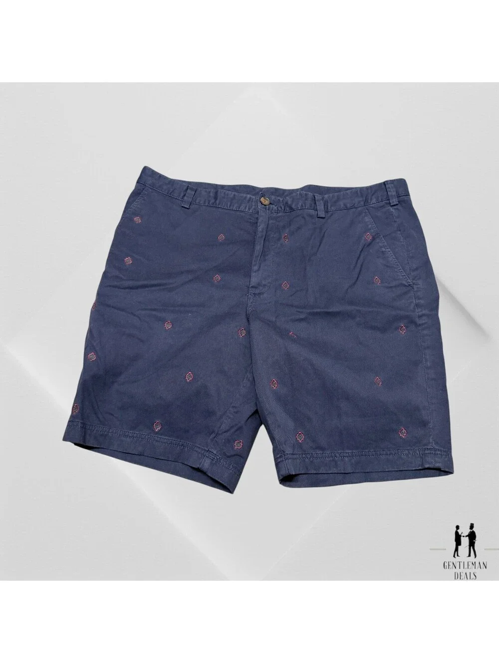NWOT Brooks Brothers 40 Red Fleece All Over Star Print Stretch Chino Shorts Navy